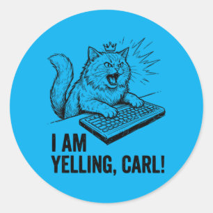 Grappig Ik Schreeuw Carl Doe Kat Meme Humor Citaat Ronde Sticker