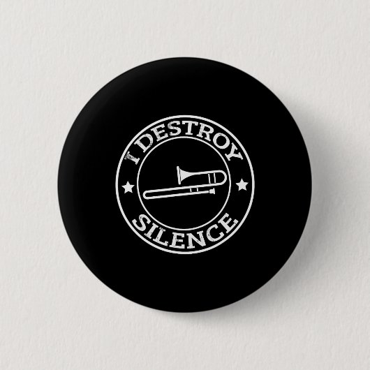 Grappig ik vernietig stilte trombone trompet spele ronde button 5,7 cm (Voorkant)