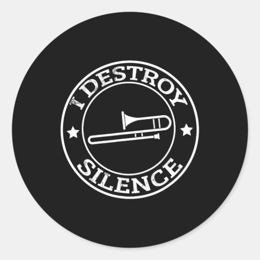 Grappig ik vernietig stilte trombone trompet spele ronde sticker (Voorkant)