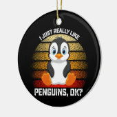 Grappig, ik vind pinguïns echt leuk OK Keramisch Ornament (Links)
