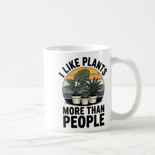 Grappig, ik vind planten leuker dan mensen ontwerp koffiemok