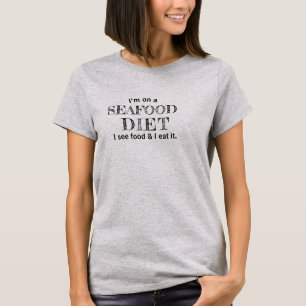 Grappig “Ik volg een zeevoetdieet” T-shirt, grap o T-shirt