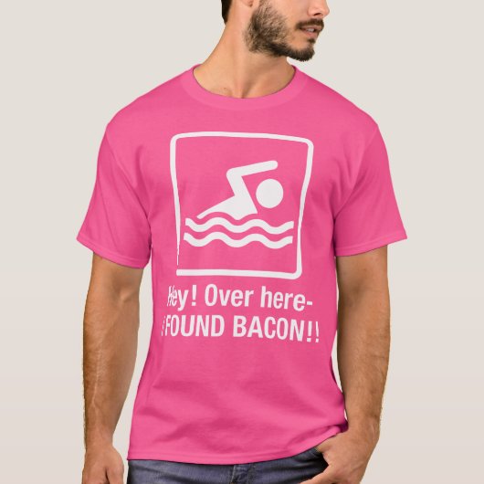 Grappig Ik vond Bacon Zwemmen Geek T-shirt (Voorkant)