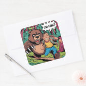 Grappig "I'm Fine" Cartoon Illustratie Vierkante Sticker (Envelop)