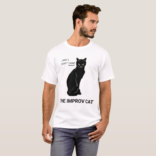 Grappig Improv Cat: Ja, en... Het kan me niet sche T-shirt (Voorkant volledig)