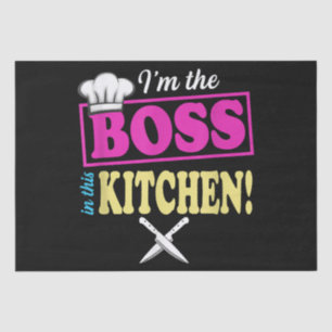 Grappig in de baas in deze keuken T-shirt koken Tissuepapier