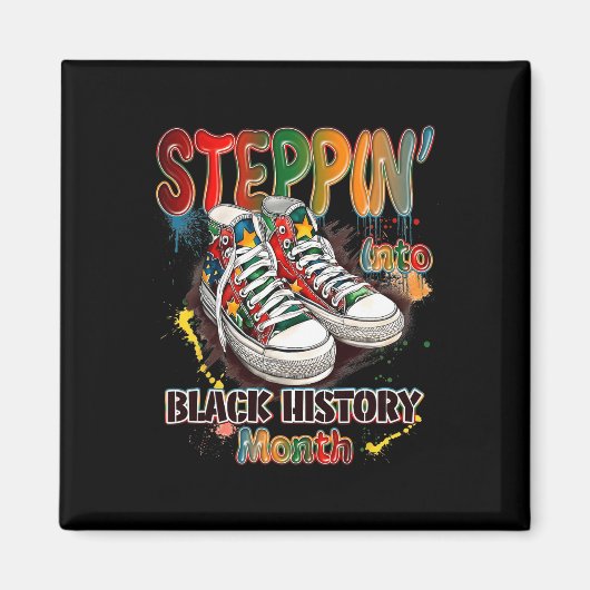 Grappig in de schoenen van Black History Month sta Magneet (Voorkant)