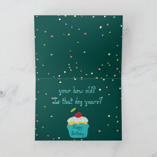 Grappig "In Dog Years" Verjaardag Kaart w / Basset (Binnen)