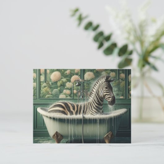 Grappig in een badkuip Zebra Briefkaart (Staand voorkant)