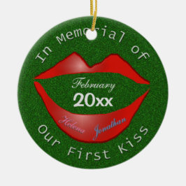 Grappig in het gedenkteken van onze eerste kus keramisch ornament
