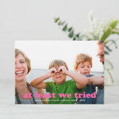 Grappig in ieder geval hebben we kerst foto roze g feestdagenkaart (Staand voorkant)