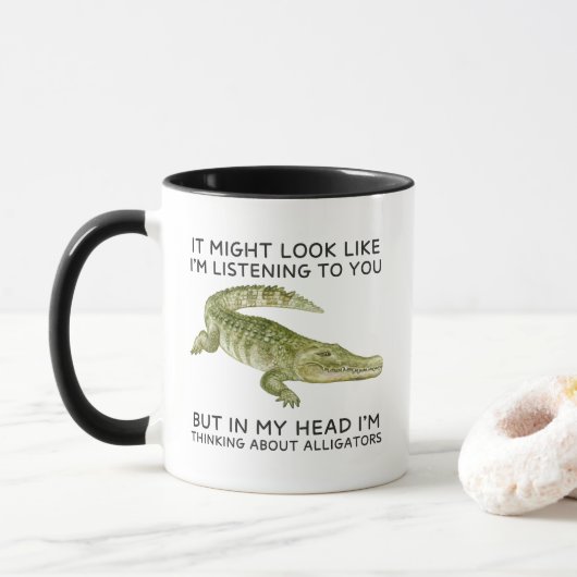 Grappig in mijn hoofd denk ik aan alligators mok (Met donut)