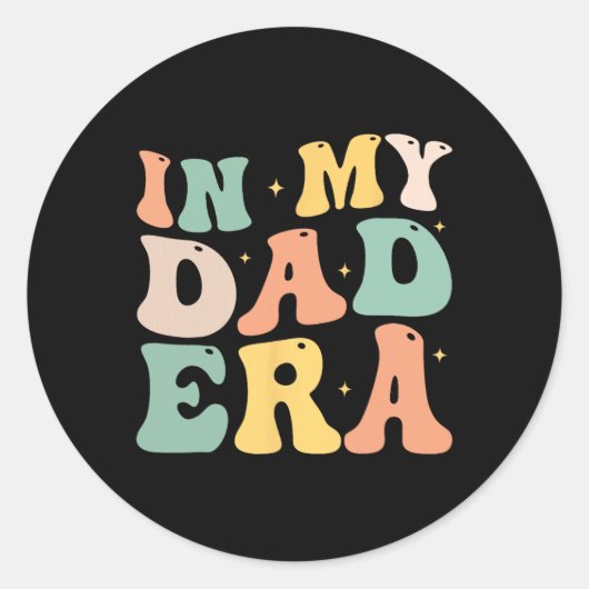 Grappig In Mijn Papa Era Lover Groovy Retro Papa V Ronde Sticker (Voorkant)