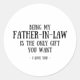 Grappig in rechtencadeaus, cadeau voor schoonvader ronde sticker