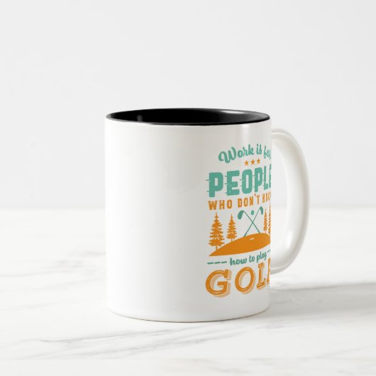 Grappig in ruste Golf Player Golfer Love Golfing Tweekleurige Koffiemok (Voorkant rechts)