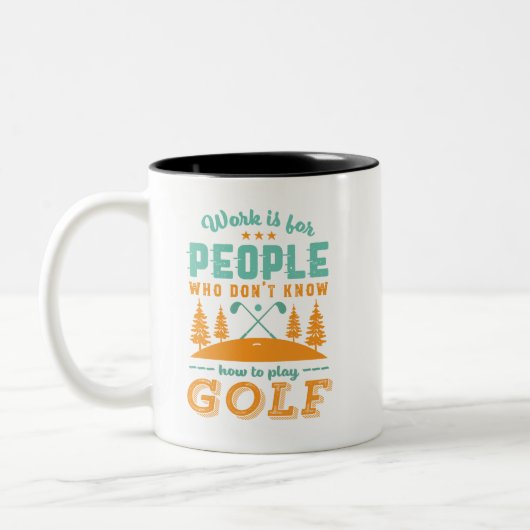 Grappig in ruste Golf Player Golfer Love Golfing Tweekleurige Koffiemok (Links)