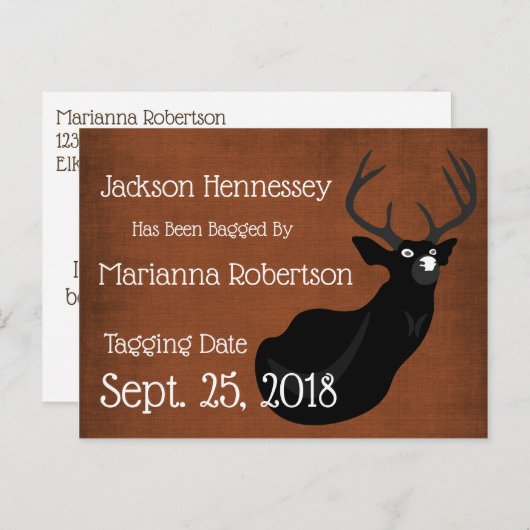 Grappig Ingepakt Buck Save the Date Aankondigingskaart (Voorkant / Achterkant)