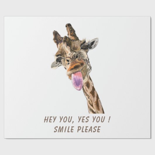 Grappig inpakpapier met speelse Giraffe - Smile (Vlak)