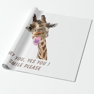 Grappig inpakpapier met speelse Giraffe - Smile