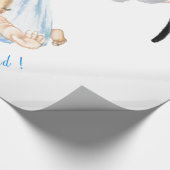 Grappig inpakpapier ooievaar met Baby-Jouw tekst (Hoek)