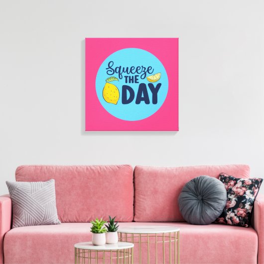 Grappig Inspirerend knijpen op de dag van de Lemon Canvas Afdruk (Insitu (Woonkamer))