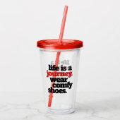 Grappig / Inspirerend leven is een reis ... Acryl Drinkbeker (Achterkant)