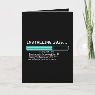 Grappig Installeren 2026 Nieuw Jaar Geek Retro Lad Kaart