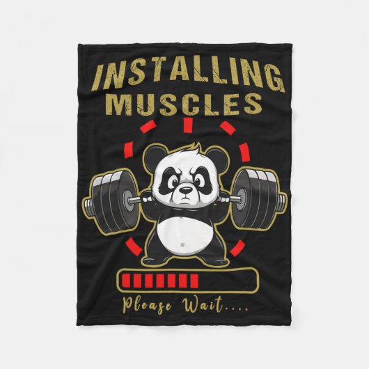 Grappig Installeren Spier Panda Gewichtheffen Barb Fleece Deken (Voorkant)