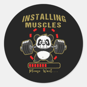 Grappig Installeren Spier Panda Gewichtheffen Barb Ronde Sticker
