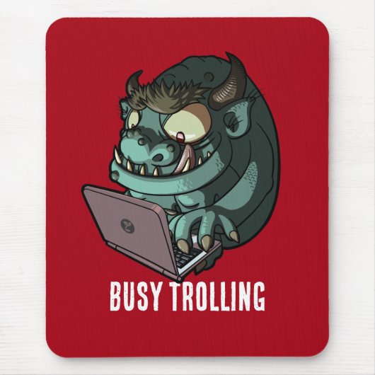 Grappig Internet Troll bezig Trolling Laptop Carto Muismat (Voorkant)