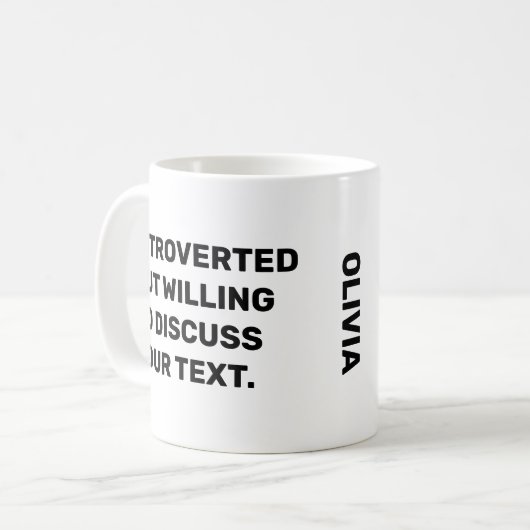 Grappig introvert maar bereid om te praten koffiemok (Voorkant links)