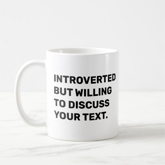 Grappig introvert maar bereid om te praten koffiemok (Links)