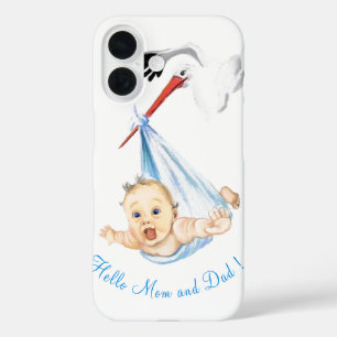 Grappig iPhone hoesje met ooievaar met Baby