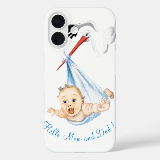 Grappig iPhone hoesje met ooievaar met Baby (Achterkant)