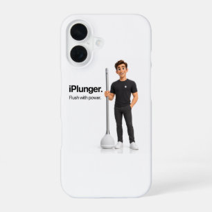 Grappig iPlunger Tech Parodie Meme Design iPhone 16 Hoesje