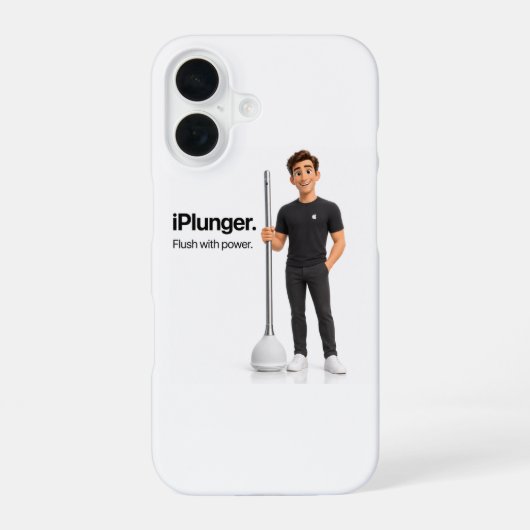 Grappig iPlunger Tech Parodie Meme Design iPhone 16 Hoesje (Achterkant)