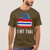 Grappig is dat ik die curling team vegen rock raak t-shirt (Voorkant)