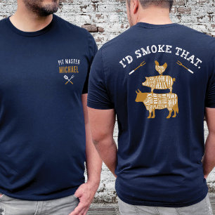 Grappig is dat rook die aangepaste naam marine gri t-shirt
