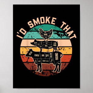 Grappig is rook die grappige barbecue retro grille poster