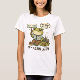 Grappig IT Kikker Buffering Teken, Router & Snail  T-shirt