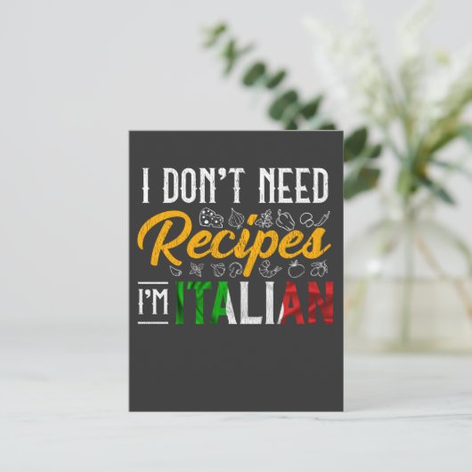 Grappig Italiaans Cook Gift Culinary Kitchen Humor Briefkaart (Staand voorkant)