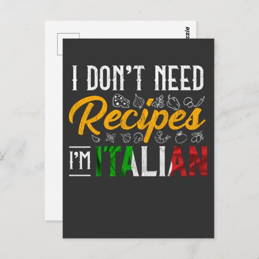 Grappig Italiaans Cook Gift Culinary Kitchen Humor Briefkaart (Voorkant / Achterkant)