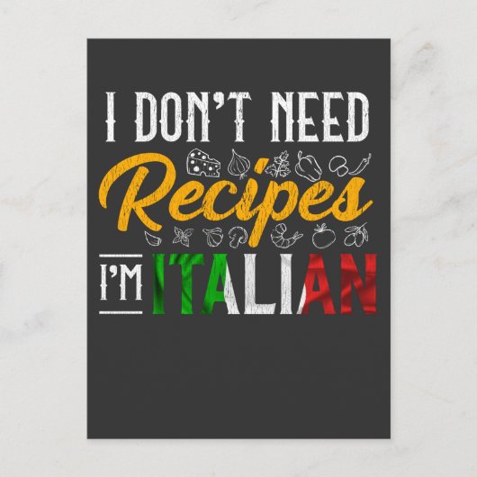 Grappig Italiaans Cook Gift Culinary Kitchen Humor Briefkaart (Voorkant)