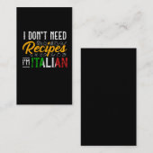 Grappig Italiaans Cook Gift Culinary Kitchen Humor Visitekaartje (Voorkant / Achterkant)