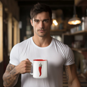 Grappig Italiaans Rode Hoorn Cornuto Stereotype Tweekleurige Koffiemok