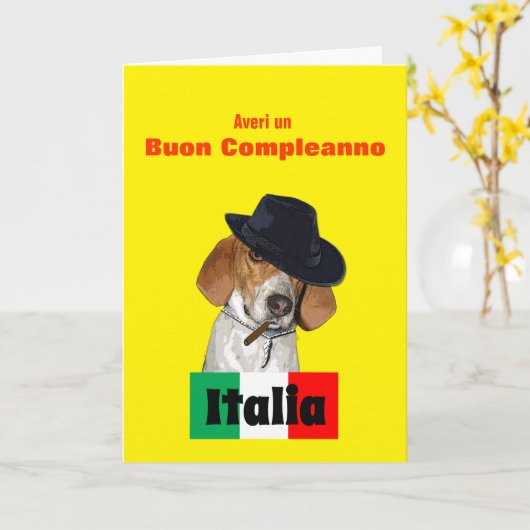 Grappig Italiaans Verjaardag Mobster Charley Dog K Kaart (Gele Bloem)