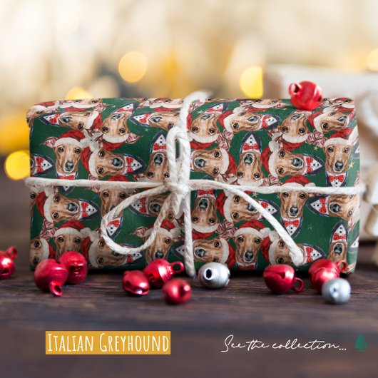 Grappig Italiaans Windhond Kerstpatroon Cadeaupapier