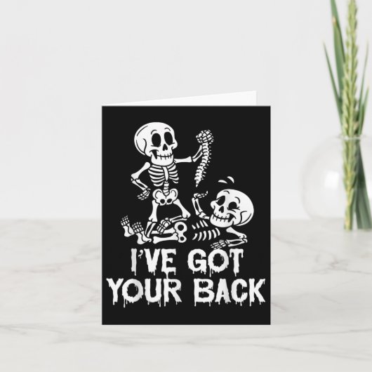 Grappig Ive Got Your Back Grappig Skelet Halloween Kaart (Voorkant)