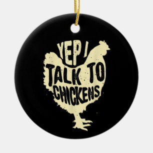 Grappig Ja Ik Praat Met Kippen Cadeau Cool Dier Fl Keramisch Ornament