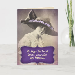 Grappig jaar 1920 vrouw met grote paasnet kaart
